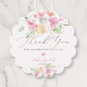 Etiquetas Para Lembrancinhas PixDezines Watercolor Sweet Pea Wreath Obrigado