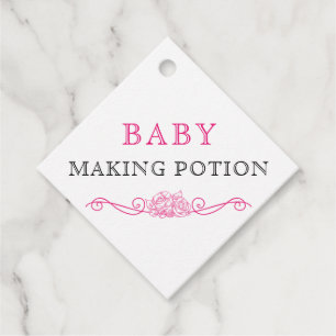 Etiquetas Para Lembrancinhas Poção para Fazer Bebê Rosa e Preto Baby Shower