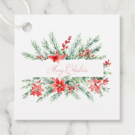 Etiquetas Para Lembrancinhas Poinsettia aquática e Natal verde