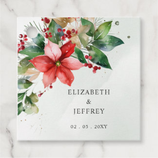 Etiquetas Para Lembrancinhas Poinsettias Floral Inverno Natal Coroa de Natal Ca