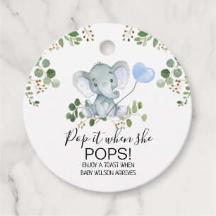 Etiquetas Para Lembrancinhas Pop de Chá de fraldas de Aquarela de Elefante de 
