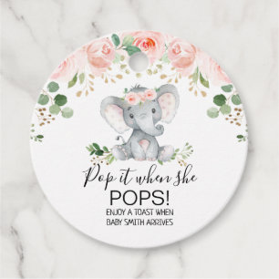 Etiquetas Para Lembrancinhas Pop de Elefante Floral Rosa