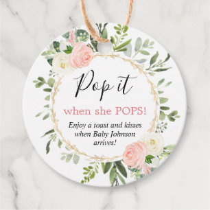 Etiquetas Para Lembrancinhas Pop quando ela pop um bebê verde-de-ouro rosa