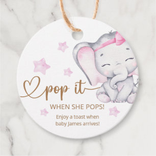 Etiquetas Para Lembrancinhas Pop Quando Pop O Chá de fraldas De Elefante Rosa