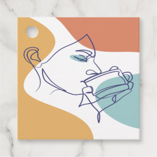 Etiquetas Para Lembrancinhas poster de desenho da arte em linha de café bebendo