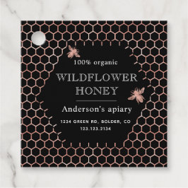 Etiquetas Para Lembrancinhas pote de mel de rosa de ouro metálico