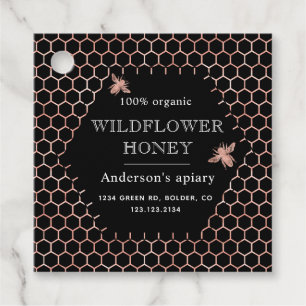 Etiquetas Para Lembrancinhas pote de mel de rosa de ouro metálico