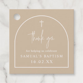 Etiquetas Para Lembrancinhas Praça do Batismo Minimalista do Arco Moderno Beige