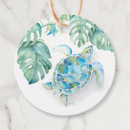 Etiquetas Para Lembrancinhas Praia Tropical Mar Turquesa Tartaruga Água-marinha