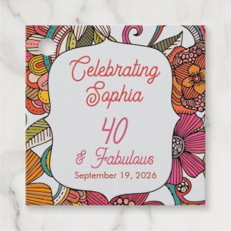 Etiquetas Para Lembrancinhas Prato de festa floral 40º aniversário