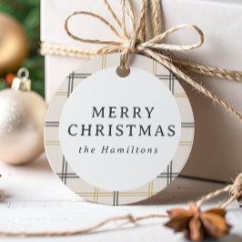 Etiquetas Para Lembrancinhas Preppy Plaid Double Stripe Christmas Gifting