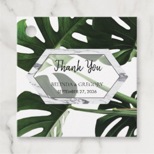 Etiquetas Para Lembrancinhas Presente de Casamento de Monstera Marble Tropical