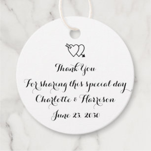 Etiquetas Para Lembrancinhas Presente de casamento dos corações brancos preto