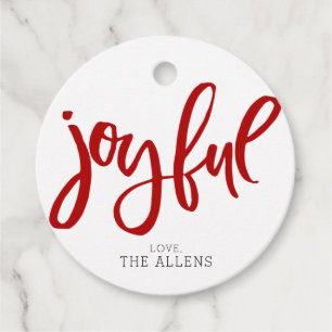 Etiquetas Para Lembrancinhas Presente de Feriado de Caligrafia Vermelha Feliz