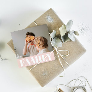 Etiquetas Para Lembrancinhas Presente de Foto da Família Rosa Moderno Pastel