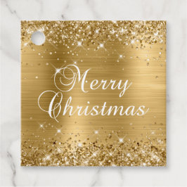 Etiquetas Para Lembrancinhas Presente de Natal Glittery Gold Foil Alegre