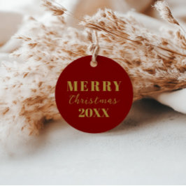 Etiquetas Para Lembrancinhas Presente Dourado Vermelho de Feliz Natal Moderno M