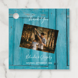 Etiquetas Para Lembrancinhas Presente Rustic Blue Wood Photo Wedding