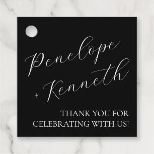 Etiquetas Para Lembrancinhas Preto Personalizado de Casamento de Caligrafia de 