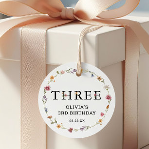 Etiquetas Para Lembrancinhas Primavera Wildflower Girl aniversário de 3 anos Pa