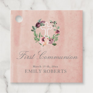 Etiquetas Para Lembrancinhas primeira comuna marsala floral blush monograma