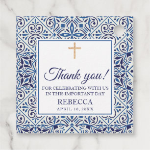 Etiquetas Para Lembrancinhas Primeira Comunhão, Azulejos Azuis do Batismo