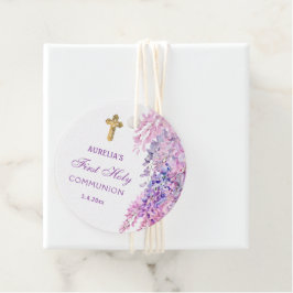 Etiquetas Para Lembrancinhas Primeira Comunhão com Wisteria em Aquarela
