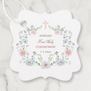 Etiquetas Para Lembrancinhas Primeira Comunhão do Quadro Floral Elegante