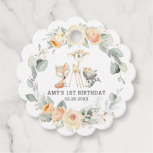 Etiquetas Para Lembrancinhas Primeiro aniversario Amarelo De Animais Da Florest