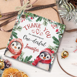Etiquetas Para Lembrancinhas Primeiro aniversario de Natal Pinguim Obrigado Por
