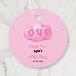 Etiquetas Para Lembrancinhas Primeiro aniversario de Nuvem Rosa-Cor-de-Água com