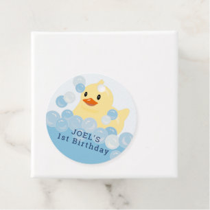 Etiquetas Para Lembrancinhas Primeiro aniversario de Rubber Ducky Blue Boy Obri