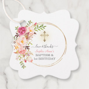 Etiquetas Para Lembrancinhas primeiro aniversario e batismo cor-de-rosa, blush,