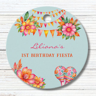 Etiquetas Para Lembrancinhas Primeiro aniversario Floral Azul Fiesta Rosa Muito