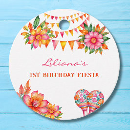 Etiquetas Para Lembrancinhas Primeiro aniversario Floral Fiesta Rosa Obrigado