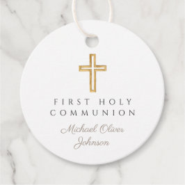 Etiquetas Para Lembrancinhas Primeiro Ciclo de Comunhão Elegante de Taupe Cross