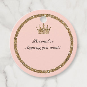 Etiquetas Para Lembrancinhas Princesa Dourado Sparkly cor-de-rosa Coroa do doce
