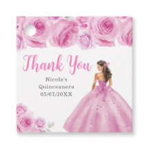 Princesa Floral em Vestido Rosa Claro Quinceanera