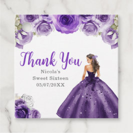 Etiquetas Para Lembrancinhas Princesa Floral em Vestido Roxo Escuro Sweet Sixte
