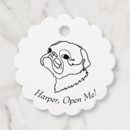 Etiquetas Para Lembrancinhas Pug de Ilustração de Desenho de Linha Personalizáv