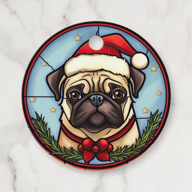 Etiquetas Para Lembrancinhas Pug STítulo Natal (Frente)