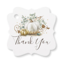 Pumpkins branco e Dourado outono Obrigado