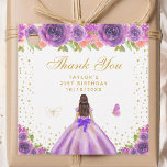 Etiquetas Para Lembrancinhas Purple Floral Brunette Hair Princess Birthday Part<br><div class="desc">Este elegante e glamouroso obrigado que você favorece apresenta uma bela princesa com cabelo morena e pele de pele justa em um vestido de bola roxo. O texto combina o script manuscrito e as fontes sans serif modernas para um aspecto elegante e sofisticado. Os arranjos florais, borboletas e confete de...</div>
