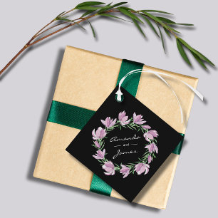 Etiquetas Para Lembrancinhas Púrpura Magnolia Floral Watercolor