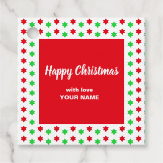 Etiquetas Para Lembrancinhas Quadrado das Estrelas Vermelhas e Verdes de Natal