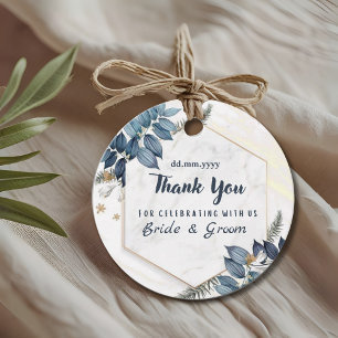 Etiquetas Para Lembrancinhas Quadro Floral Azul Branco Obrigado Casamento