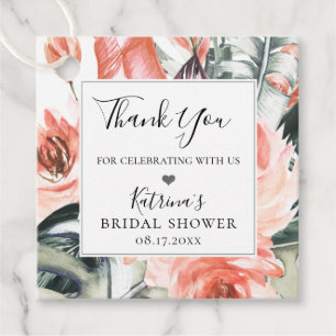 Etiquetas Para Lembrancinhas Quadro Floral Coral das Tropicais Modernas Obrigad