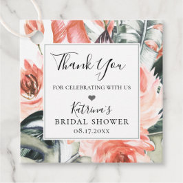 Etiquetas Para Lembrancinhas Quadro Floral Coral das Tropicas Modernas Obrigado