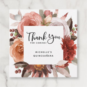 Etiquetas Para Lembrancinhas Qualquer evento, céu em Rosa Blush Floral Obrigad