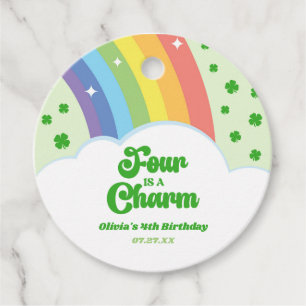 Etiquetas Para Lembrancinhas Quatro é um Charm Rainbow 4º aniversário